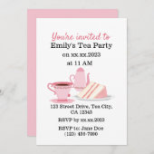 Niedlich rosa Party Einladung mit individualisierb (Vorne/Hinten)