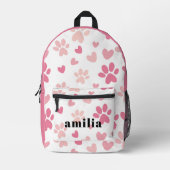 Niedlich rosa Pawprint Personalisiert gedruckter B Bedruckter Rucksack (Vorderseite)