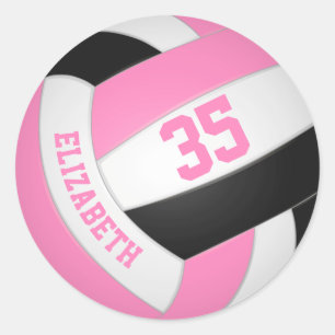 niedlich rosa personalisierte Volleyball Runder Aufkleber