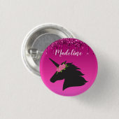 Niedlich rosa Personalisiertes Blumenhorn Button (Vorne & Hinten)
