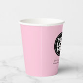Niedlich rosa | Personalisiertes Logo und Text Pappbecher (Rechts)
