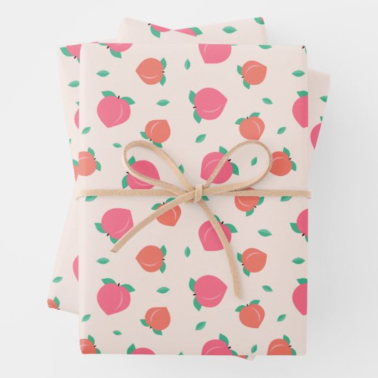 Niedlich rosa Pfirsichmuster Geschenkpapier Set (Beispiel)