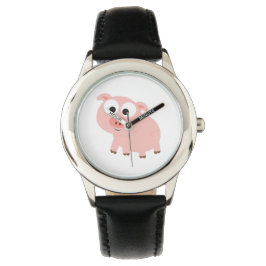 Niedlich rosa Pig Armbanduhr