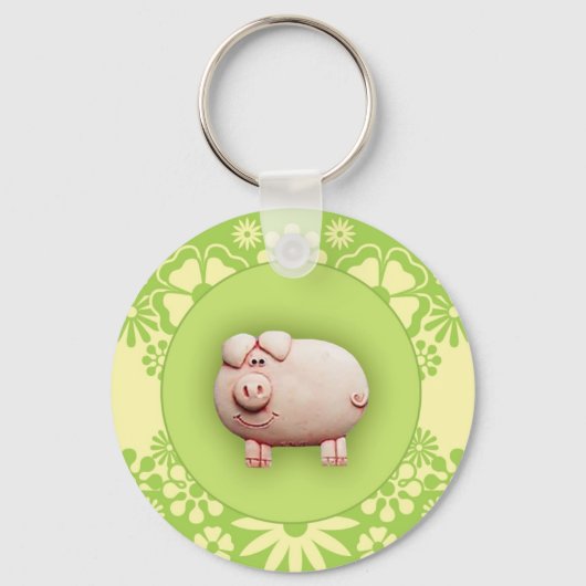 Niedlich rosa Pig Schlüsselanhänger (Vorderseite)