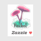 Niedlich rosa Pilzmonogramm Aufkleber (Blatt)