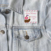 Niedlich-rosa-Piratengeburtstadion Button (Beispiel)