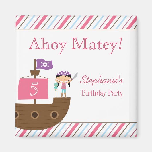 Niedlich-rosa-Piratenmagnete Magnet (Vorne)