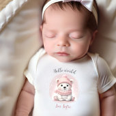 Niedlich rosa Polar Bear Name Girl Baby Bodysuit Baby Strampler