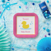 Niedlich rosa Polka Dot Duck Babydusche Papierplat Pappteller (Party)