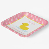 Niedlich rosa Polka Dot Duck Babydusche Papierplat Pappteller (Gewinkelt)