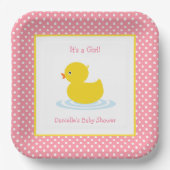 Niedlich rosa Polka Dot Duck Babydusche Papierplat Pappteller (Vorderseite)
