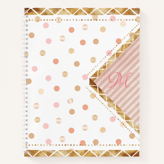Niedlich-Rosa-Polka-Dot-Monogramm Notizblock (Vorderseite)