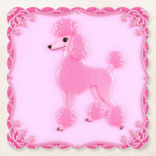 Niedlich rosa Poodle Paper Untersetzer