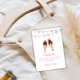 Niedlich-rosa Popcicle Bow Ice Cream Baby Dusche Dankeskarte