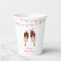 Niedlich-rosa Popcicle Bow Ice Cream Baby Dusche