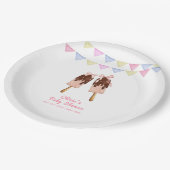 Niedlich-rosa Popcicle Bow Ice Cream Baby Dusche Pappteller (Schrägansicht)