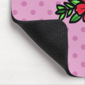 Niedlich Rosa Punkt Rote Rose Mouse Mat Mousepad (Ecke)