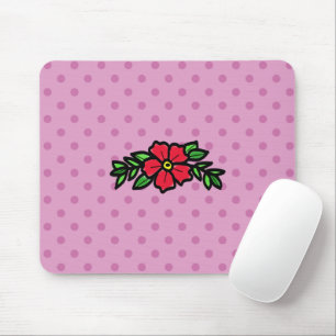 Niedlich Rosa Punkt Rote Rose Mouse Mat Mousepad