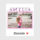 Niedlich rosa Rahmen Name und Foto Kids Aufkleber (Blatt)