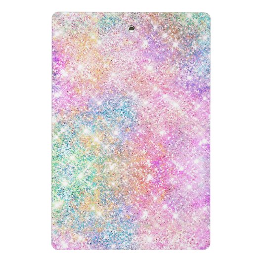 Niedlich Rosa Rainbow-Einhorn-Glitzer-Monogramm Mini Klemmbrett (Rückseite)