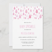 Niedlich rosa Raindrops Baby Sprinkle / Dusche Einladung (Vorderseite)