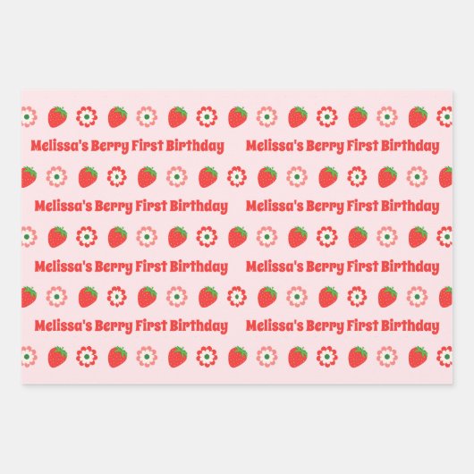 Niedlich Rosa Red Berry First Geschenkpapier Set (Vorderseite 2)