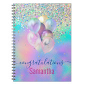 Niedlich rosa Regenbogen einhorn Glitzer Monogramm Notizblock (Vorderseite)