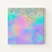 Niedlich rosa Regenbogen einhorn Glitzer Monogramm Notizblock (Rückseite)