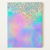 Niedlich rosa Regenbogen einhorn Glitzer Monogramm Planer (Rückseite)