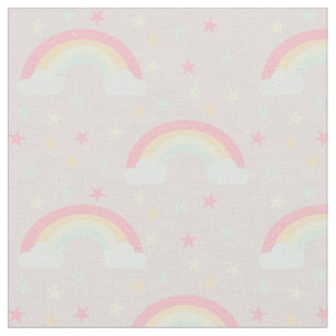 Niedlich rosa Regenbogen & Stars Cloud Soft Pastel Stoff
