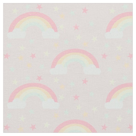 Niedlich rosa Regenbogen & Stars Cloud Soft Pastel Stoff (Nahaufnahme)