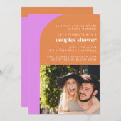 Niedlich rosa Retro Arch Foto Couples Dusche Einladung (Vorne/Hinten)
