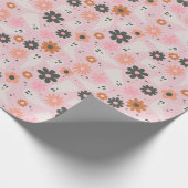 Niedlich rosa Retro Blumengeister Halloween Geschenkpapier (Ecke)