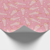 Niedlich rosa Retro Erdbeere Milkshake Muster Geschenkpapier (Ecke)