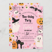 Niedlich rosa Retro Geburtstagsgeschenk Halloween- Einladung (Vorne/Hinten)