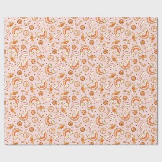 Niedlich Rosa Retro Geschenkpapier (Flach)