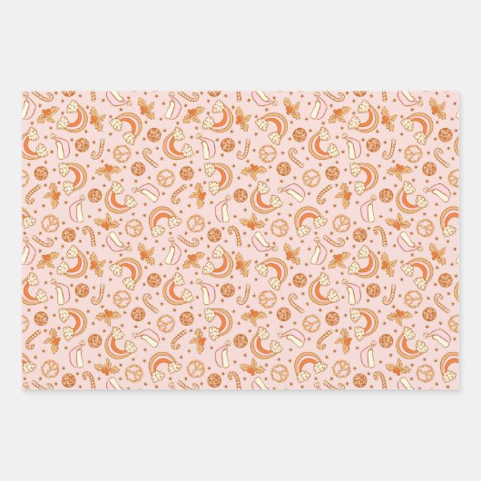 Niedlich Rosa Retro Geschenkpapier Set (Vorderseite)