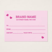 Niedlich rosa Retro-Hörkarte (Rückseite)