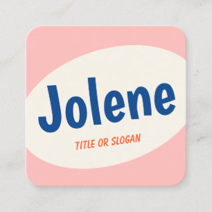 Niedlich rosa Retro-Typografie Quadratische Visitenkarte