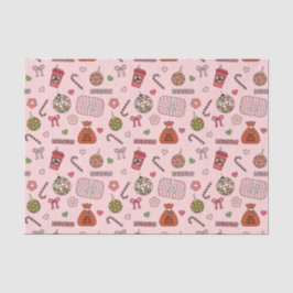 Niedlich rosa Retro Weihnachten Seidenpapier