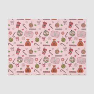 Niedlich rosa Retro Weihnachten Seidenpapier