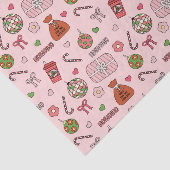 Niedlich rosa Retro Weihnachten Seidenpapier (Ausschnitt)