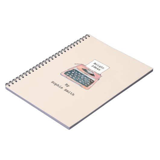 Niedlich rosa Retroschreibgerät Notizblock (Linke Seite)