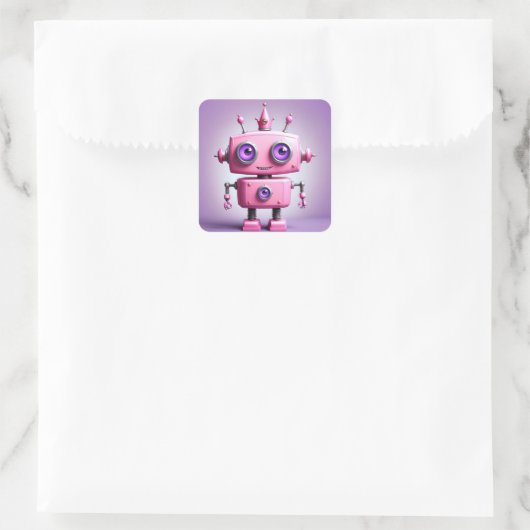 Niedlich rosa Robot Sticker (Tasche)