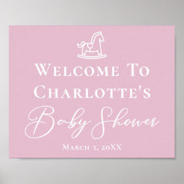 Niedlich rosa Rocking Horse Kinderdusche Poster