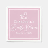 Niedlich rosa Rocking Horse Kinderdusche Serviette (Vorderseite)