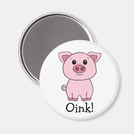 Niedlich rosa Rosa Rosa. Landtier Magnet (Vorderseite/Rückseite)