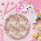 Niedlich Rosa Rose Gold Snowflake Festivals Muster Pappteller (Party)