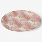 Niedlich Rosa Rose Gold Snowflake Festivals Muster Pappteller (Schrägansicht)