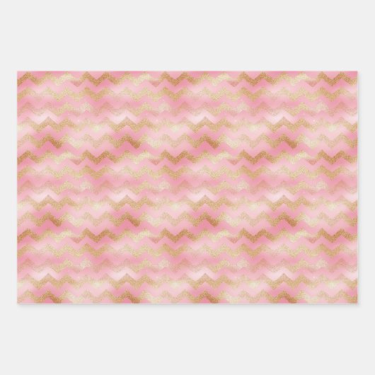 Niedlich rosa Rose Gold Treppen Festivals Muster Geschenkpapier Set (Vorderseite 3)